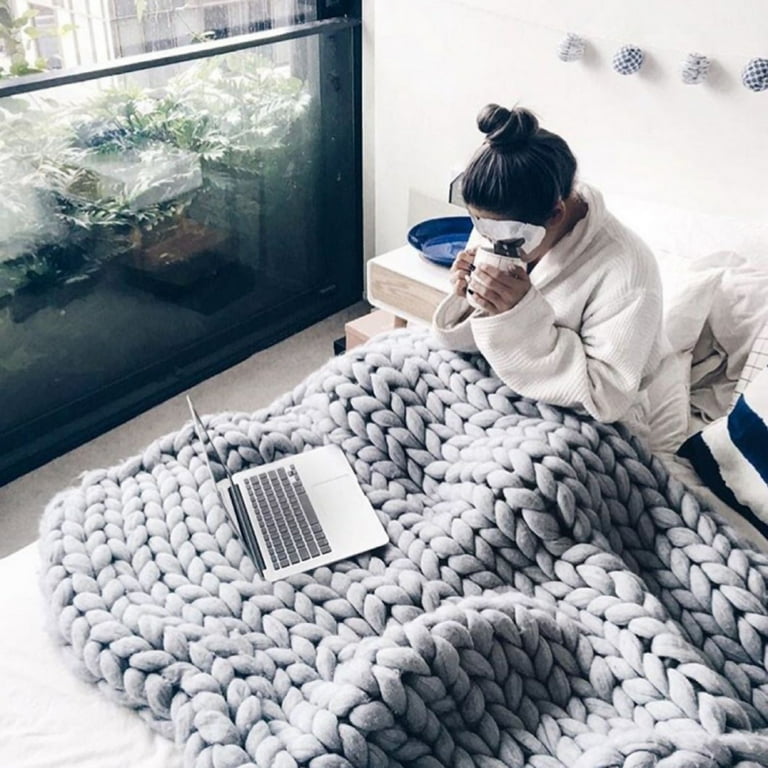 Keimprove Chunky Knit Blanket Cozy Chunky Knit Blanket Throw Knitted Throw Blanket Chunky Blanket Crochet Blanket Cable Knit Throw Blanket