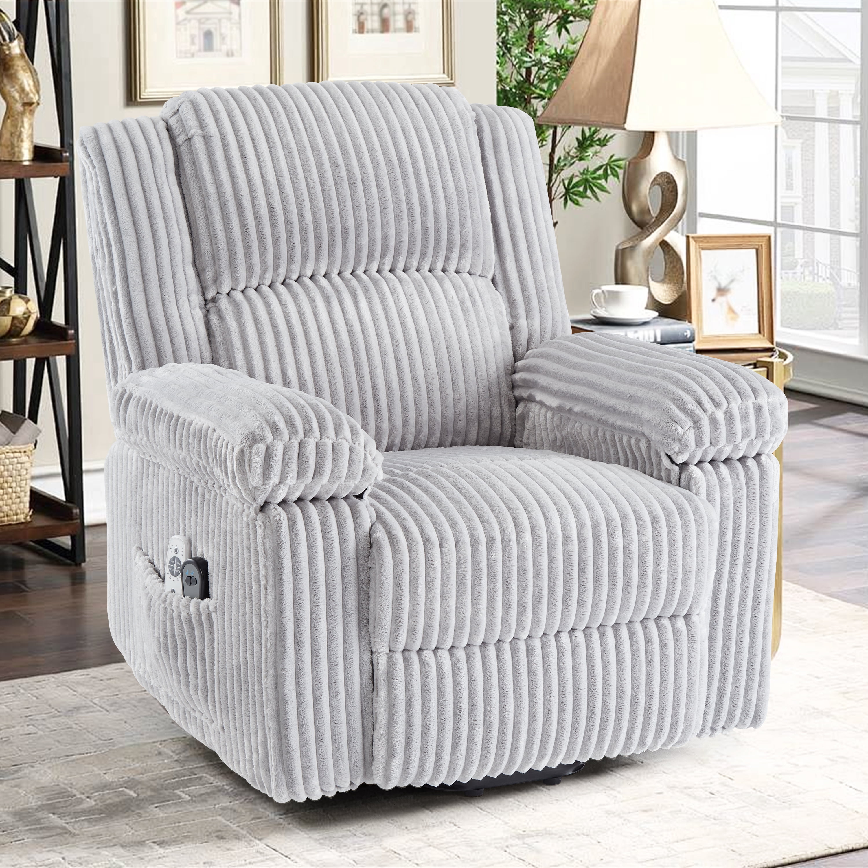 Garvee Electric Power Lift Recliner Chair Sofa with Massage and Heat,4 Positions,Side Pockets,Grey