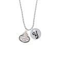 thumbnail image 2 of Delight Jewelry Keep Calm Grandma is Here Silvertone Script Initial Disc - Y - Charm Necklace, 20"+3", 2 of 4