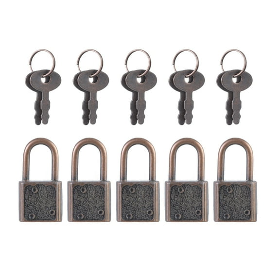 YIEMEEN 5Pcs Vintage Style Metal Lock Zincs Alloy Padlock Small Luggage Box Key Lock
