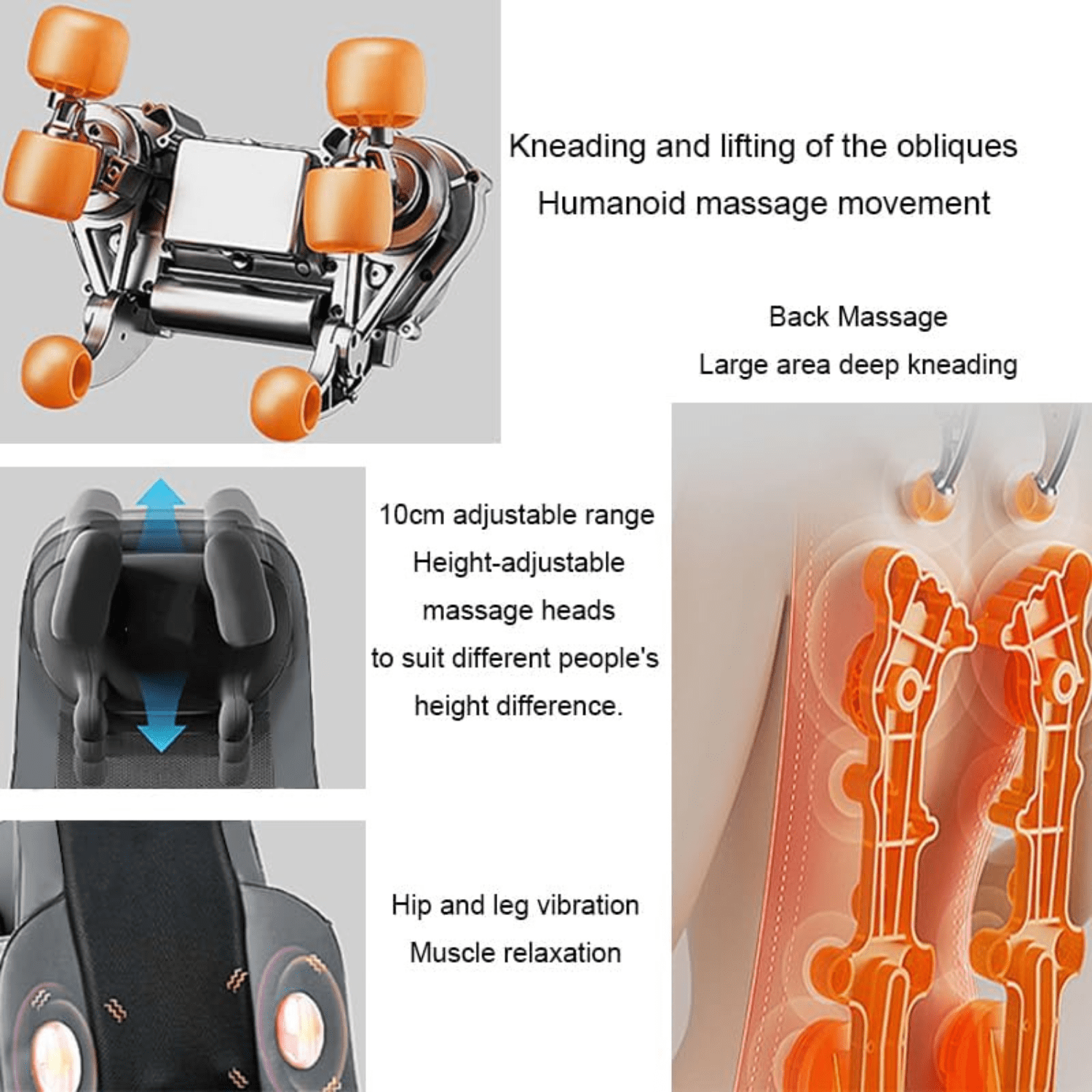 Shiatsu Deep-Kneading Chair Pad Seat Massager w Adjustable Neck & Back/ Heat for Home Office, Gray