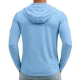 thumbnail image 5 of Sorvello Mens Lightweight Sun Protection Jacket Full Zip Hooded Long Sleeve Breathable Outdoor Riding Fishing Hiking Top Blue L, 5 of 9