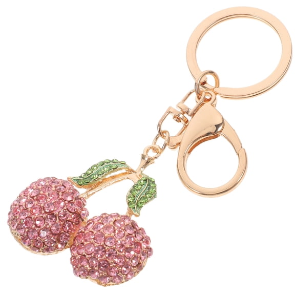 PENIKOKO 1Pack Hanging Cherry Keychain Charm for Women and Girls Rhinestone Fruit Key Organizer 4.3x1.8x0.6in