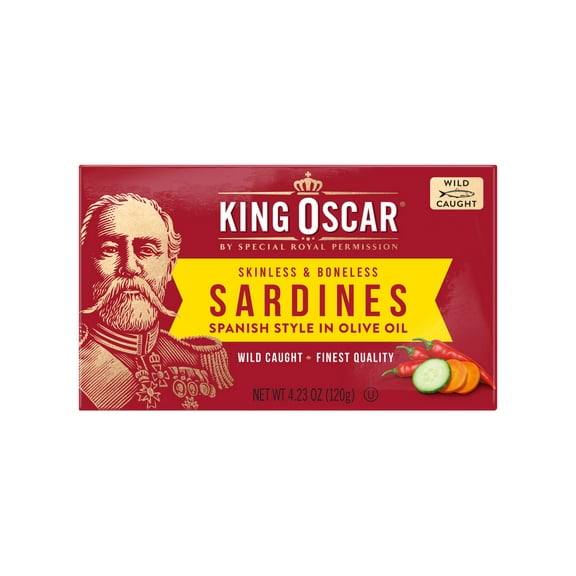 King Oscar Wild Caught Skinless & Boneless Sardines in Olive Oil, Spanish Style 4.23 oz