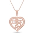 thumbnail image 4 of AFFY Round White CZ Two-Tone Mom Heart Pendant Necklace 925 Sterling Silver Rose, 4 of 7