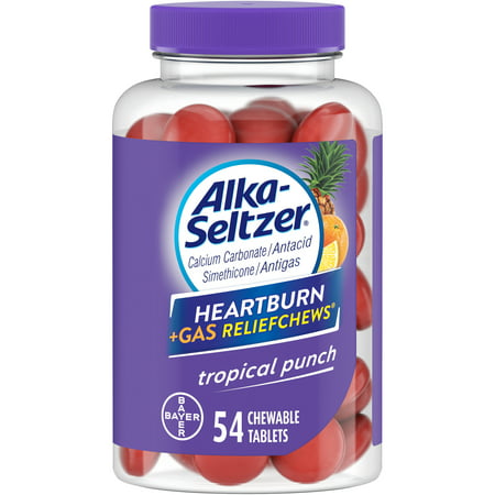 Alka-Seltzer Heartburn + Gas Relief Chews Tropical Punch, 54 (Best Thing For Heartburn Relief)