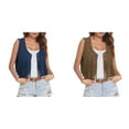 thumbnail image 1 of (2-Pack) Rinsvye Women Western Punk Style Fringe Cropped Jacket Sleeveless Denim Look Trendy Statement Summer Wear Lightweight Material, 1 of 8