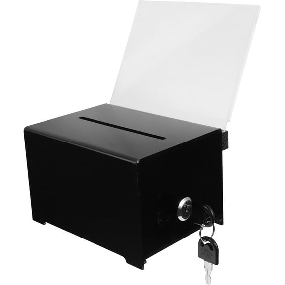 RENACLIPY Fundraising Donation Box Ticket Box Acrylic Black Storage Holder Simple Design 1Pack