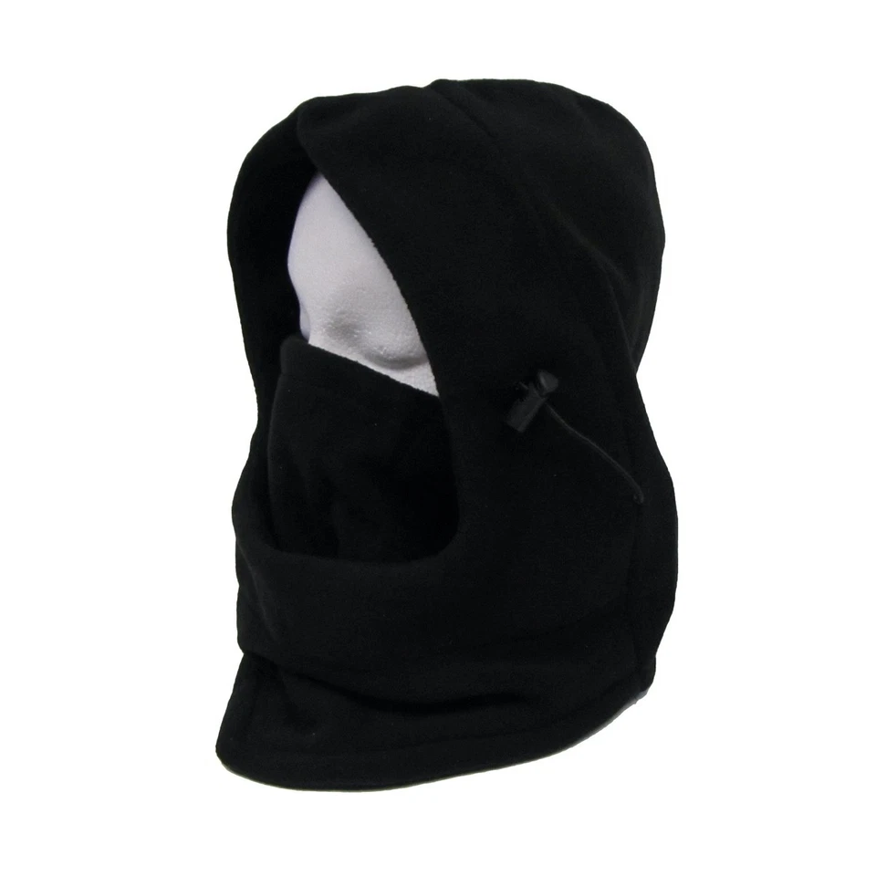 KNACK - Black Fleece Full Face Cover Warm Mask Hoodie Bike Ski Winter Balaclava Headwear