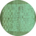 thumbnail image 1 of Ahgly Company Indoor Round Abstract Turquoise Blue Modern Area Rugs, 3' Round, 1 of 4