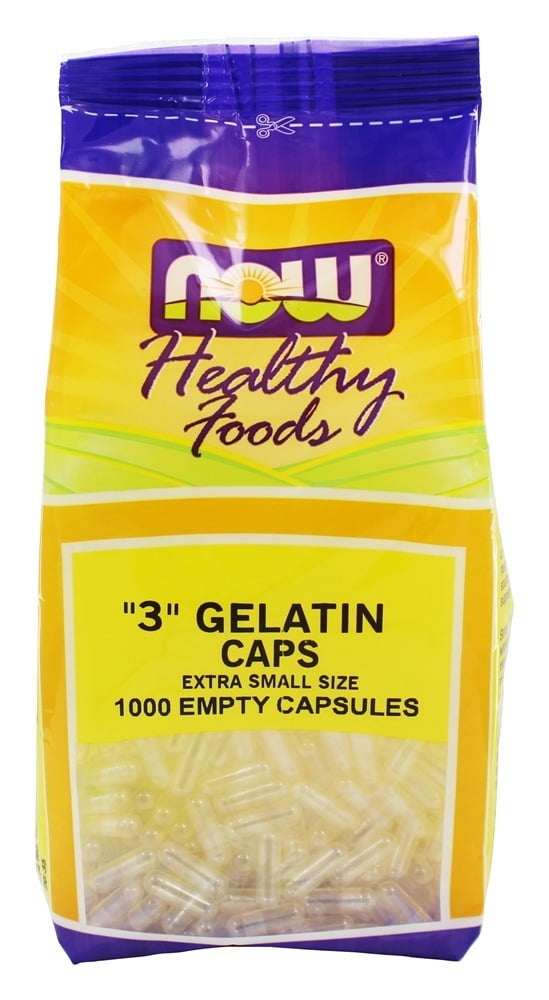 NOW Foods Gelatin Empty Capsules '3' Size (Extra Small Size) 1000