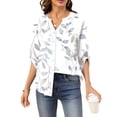 thumbnail image 4 of Sewkxo Women's Button Down Shirts 3/4 Length Sleeve Tops Casual Work Shirt with Pocket,Light Gray M, 4 of 6