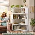 thumbnail image 7 of Homieasy 5-Tier Corner Bookshelf, Freestanding L-Shaped Etagere Bookcase with Safety Baffle, Multi-Purpose Display Shelf Stand for Home Office, Living Room, Bedroom, Kitchen,White, 7 of 7