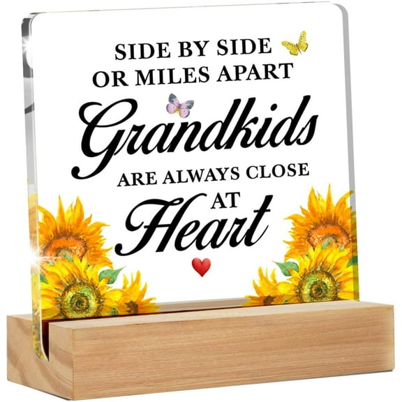 Grandma Gifts From Granddaughter Grandson, Gifts for Grandma Birthday Christmas Mother's Day, Grandma Clear Acrylic Sign for Home Decor, 4x4 Inch