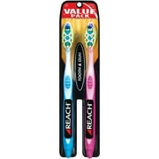 Reach Max Tooth & Gum Brush, Medium, Full head, Assorted Colors, 2 Count
