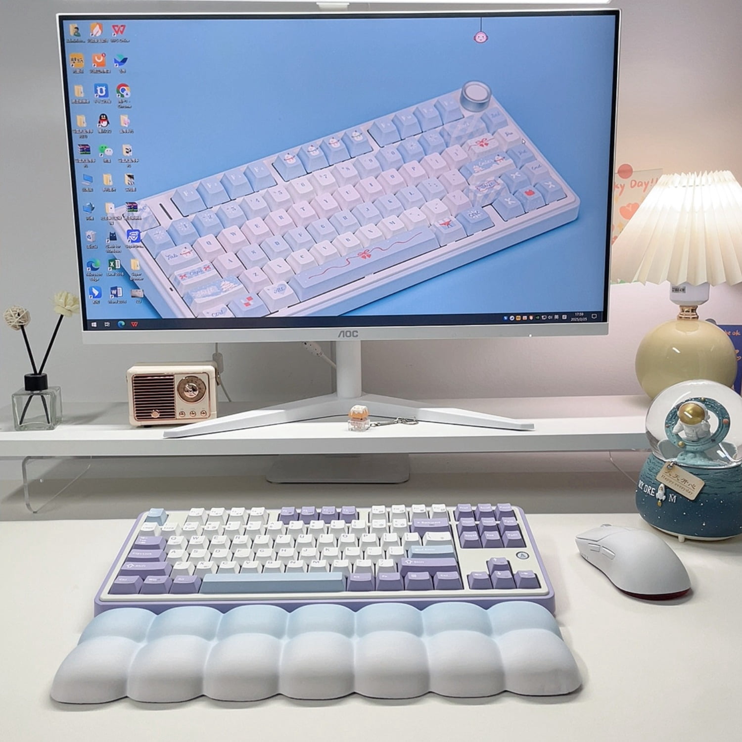 Tatami Style Memory Foam Keyboard Wrist Rest, Ergonomic Palm Support Pad for 75% Mechanical Keyboard, Office Gaming Wrist Cushion for Women