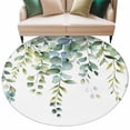 thumbnail image 2 of Eucalyptus Green Large Round Rug 8 FT, Non Slip Living Room Area Carpet, Gradient Leaves Retro Watercolor Plant Washable Soft Circle Rug Non-Shedding Floor Carpet for Bedroom Office Dining Room, 2 of 9