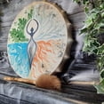 thumbnail image 3 of Tambour Shaman Arbre de Vie Multicolore Décoration Fait Main, 3 of 5