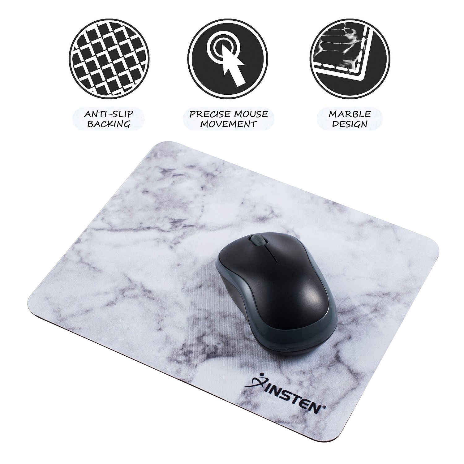 Insten Red/Black USB Optical Scroll Wheel Mouse + White Marble Mouse Pad