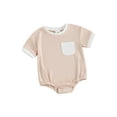 thumbnail image 1 of FOCUSNORM Combinaison d'Été pour Bébé Contrastante Poche Poitrine Col Rond Manches Courtes Vêtements pour Tout-Petits, 1 of 9