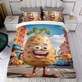thumbnail image 4 of Papa Graciosa Conjunto de sábanas temático, trío de piezas, cómodo y amigable con la piel, diseño único, regalo de decoración para el hogar para familiares, amigos y fans,173cm *218cm, 4 of 6
