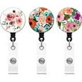 thumbnail image 1 of LAICAIW Mignons Moulinets de Badge Rétractables Floraux avec Clip d'Identité d'Alligator, Multicolore, Lot de 3, 1 of 2