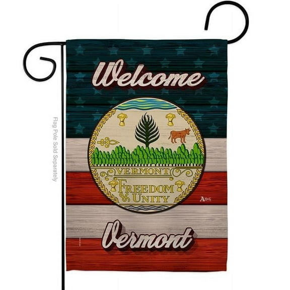 13 x 18.5 in. Welcome Vermont Double-Sided Vertical House Decoration Banner Garden Flag - Yard Gift