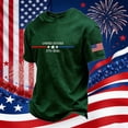 thumbnail image 2 of Ruiwill 4Th Of July Mens Shirts Flag Print Short Sleeve Crew Neck Tops Summer Independence Day Patriotic Fashion Men Tshirts Size M Dark Green, 2 of 3