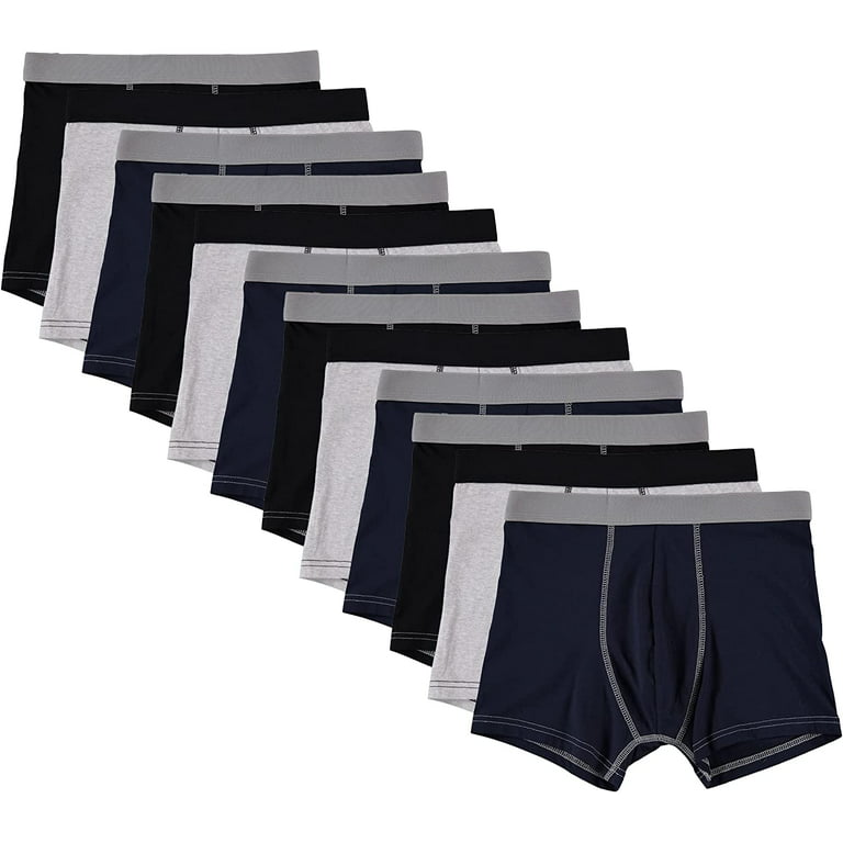 12 Pack Of 100% Cotton Boxer Briefs Underwear Great for Homeless Shelters  Donations Colors (X-Large, Black Gray Navy Blue)