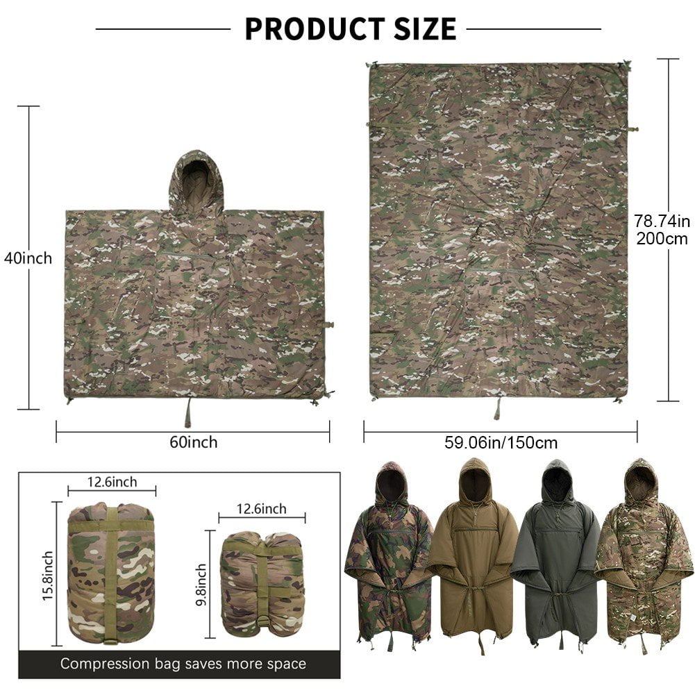 Outdoor Warm Cloak Style Sleeping Bag Portable One-Piece Mountaineering Camping Travel Emergency Sleeping Bag