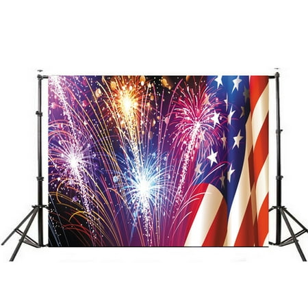 Image of QunButy 4th Of July Independence Day Decorations American Flag Decor American Flag Background Independence Day Carnival Vinyl Photography Backdrops