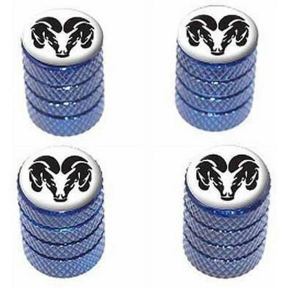 Ram Head Black on White Tire Rim Wheel Aluminum Valve Stem Caps, Multiple Colors
