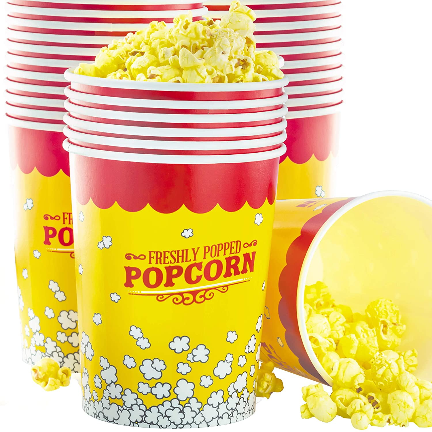 Movie Theater Popcorn Cups Reusable Bucket 7x4.5 Inches Set of 3 
