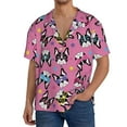 thumbnail image 3 of Vsdgher Colorful Cute French Bulldog Print Men's Wrinkle Free Untucked Cuban Shirt Business Casual Button Down Shirts Short Sleeve Shirt, 3 of 7
