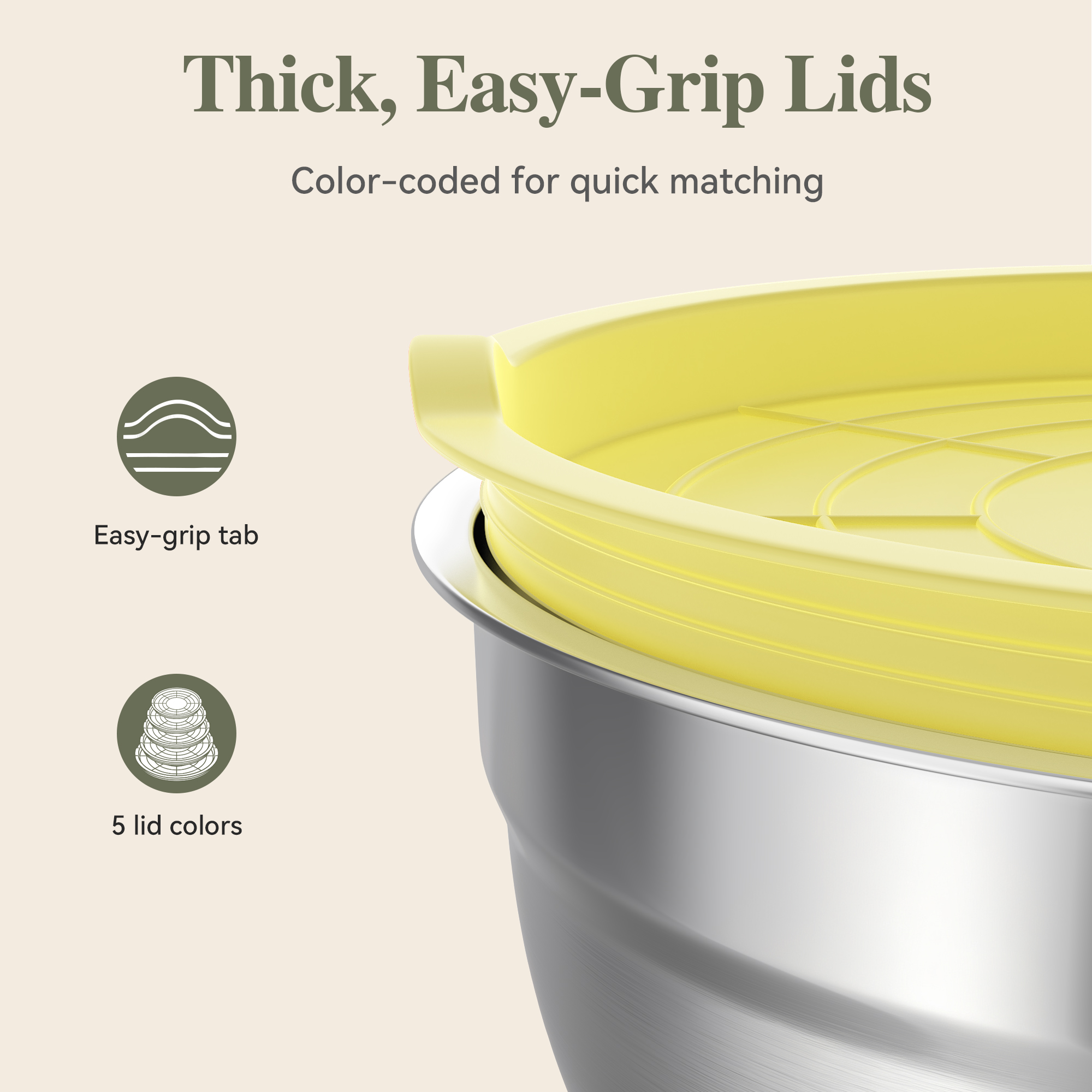 TINANA 5-Pack Stainless Steel Mixing Bowls with Lids photo 2