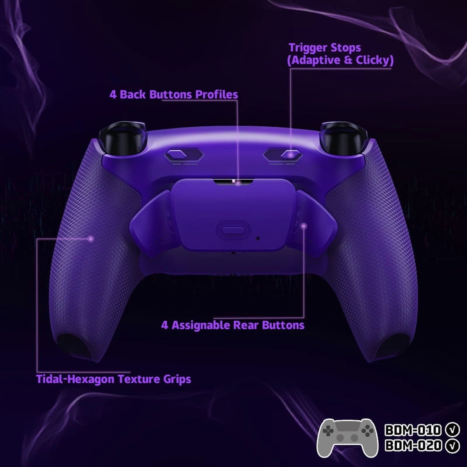 eXtremeRate RISE Plus MAX Back Paddles Kit with Clicky Trigger Stops & Rubberized Grip for PS5 Controller BDM-010 020, Remappable Back Buttons Kit for PS5 Controller - Galactic Purple - NO Controller