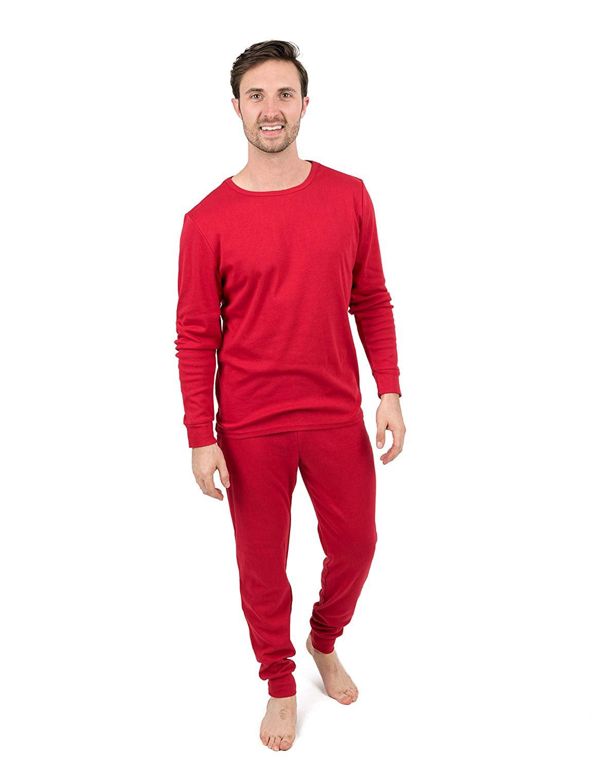 Leveret Mens Pajamas Solid 2 Piece Pajama Set 100% Cotton Red Size ...
