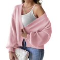 thumbnail image 2 of Womens Cardigan Sweaters Trendy Open Front Long Lantern Sleeve Chunky Knit Sweater Pink L, 2 of 8