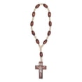 thumbnail image 1 of Rosario de madera pequeño, portátil, resistente, estilo crucifijo, tallado a mano, para bautizos y catedrales., 1 of 14