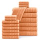 thumbnail image 4 of Casa Platino Juego de Toallas de Lujo - Juego de 18 Piezas con 6 Toallas de Baño Grandes, 6 Toallas de Mano Suaves y 6 Paños - 100% Algodón Hilado en Anillo, Secado Rápido - Melocotón, 4 of 8