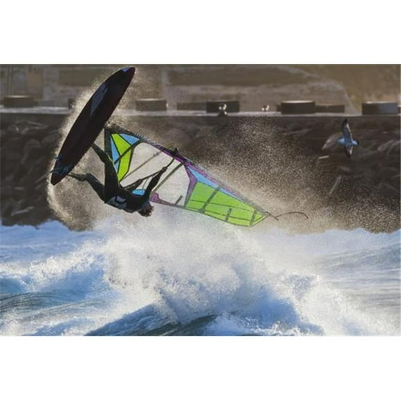Posterazzi DPI12285307 Windsurfer Flipping Upside Down Over The Water - Tarifa Cadiz Andalusia Spain Poster Print by Ben Welsh, 18 x 12