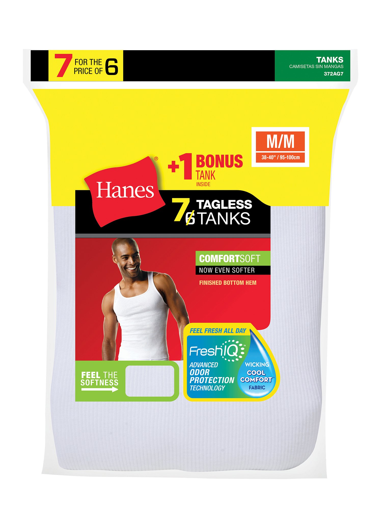 Hanes Mens' White Tank T-Shirt, 6+1 Bonus Pack - image 2 of 2