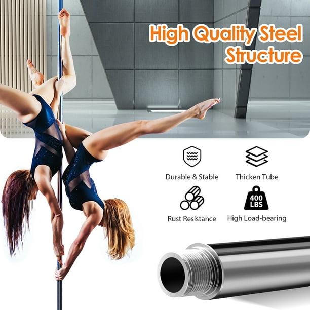 Costway 45mm Adjustable Spinning Static Dancing Pole for Beginner &  Professional Stripper Fitness 