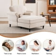 thumbnail image 6 of Aukfa Curved Arm Chaise Lounge Indoor Chair Oversized Mid-Century Modern Chair, 2 Pillows, Chenille, Beige, 6 of 10