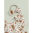 thumbnail image 5 of BemeyourBBs Western Baby Girls Summer Clothes Newborn Baby Girl Cowgirl Outfit Bubble Romper Summer Fly Sleeve Bull Print Bodysuit Bow Headband, 5 of 9