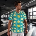 thumbnail image 3 of Wukai Lemon Blue Print Men's Short-Sleeved Mesh T-Shirt,Quick-Dry Short Sleeve Workout T-Shirt-X-Small, 3 of 8