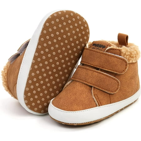 

QWZNDZGR Baby Boys Girls Anti-Slip Sneakers Soft Ankle Boots Toddler First Walkers Newborn Crib Shoes