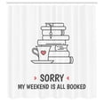 thumbnail image 2 of Ambesonne Text Shower Curtain, Book Love Heart on Cup of Tea, 69"Wx70"L, Charcoal Grey White, 2 of 4