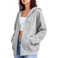 thumbnail image 6 of RotHome Women's Zip Up Hoodie Fall Oversized Sweatshirt Long Sleeve Open Front Jacket with Zipper Pocket Casual Daily Wear Autumn Coat Light Ashy S, 6 of 10