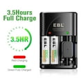 thumbnail image 2 of EBL Rechargeable 2800mAh AA Batteries (8 Pack) with Charger, Built-in Foldable Wall Plug, Automatic Power-Off Battery Charger for AA AAA (NiMH) 9V Batteries, 2 of 8